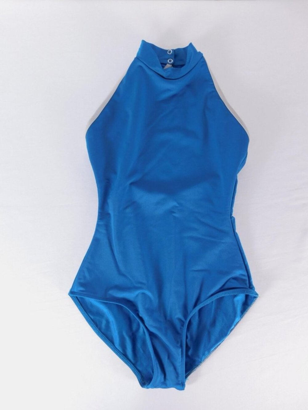 Swimsuit Womens S Blue High Neck Halter One Piece Athletic Solid Stretch